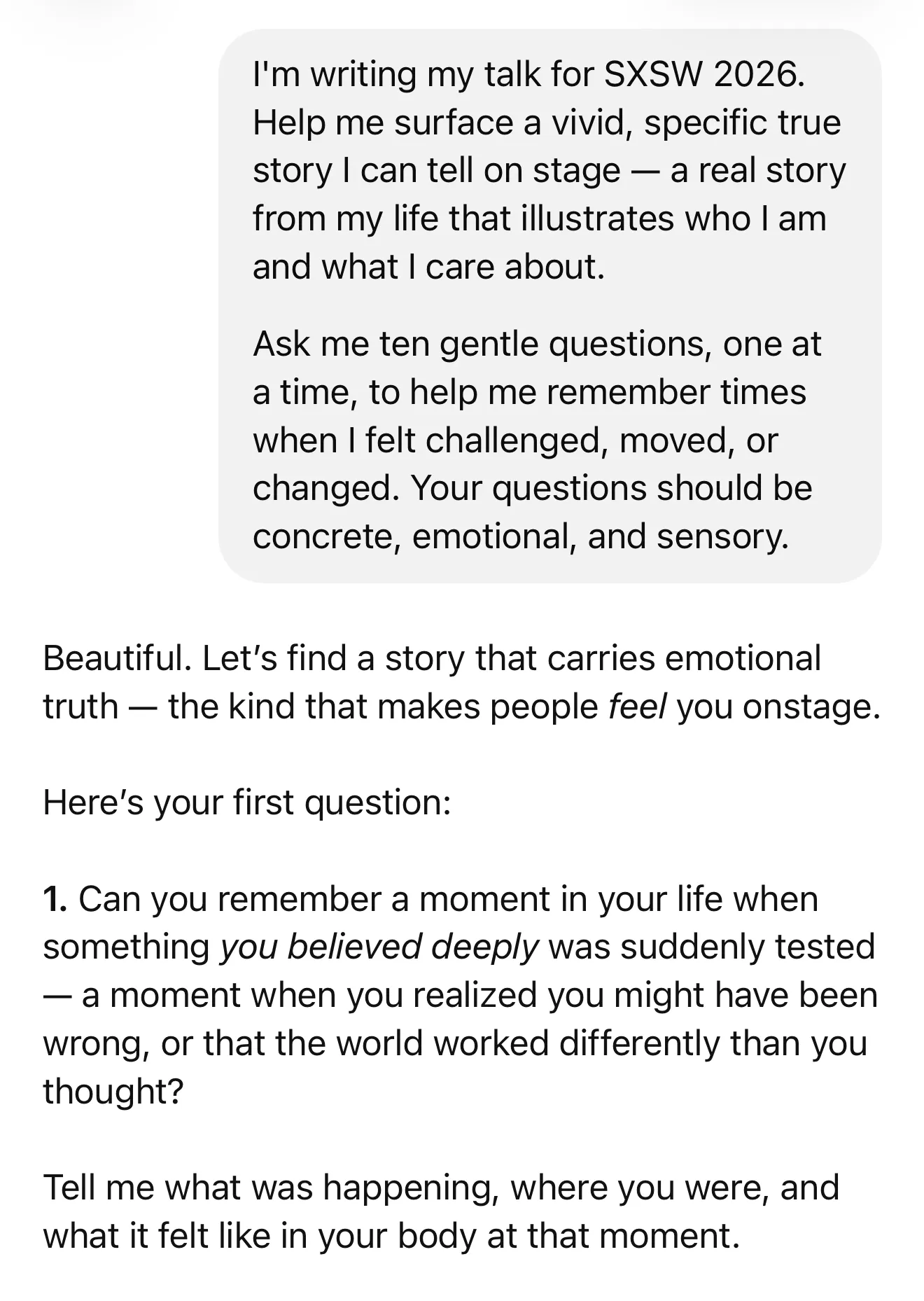 ChatGPT conversation showing the Socratic approach to AI
