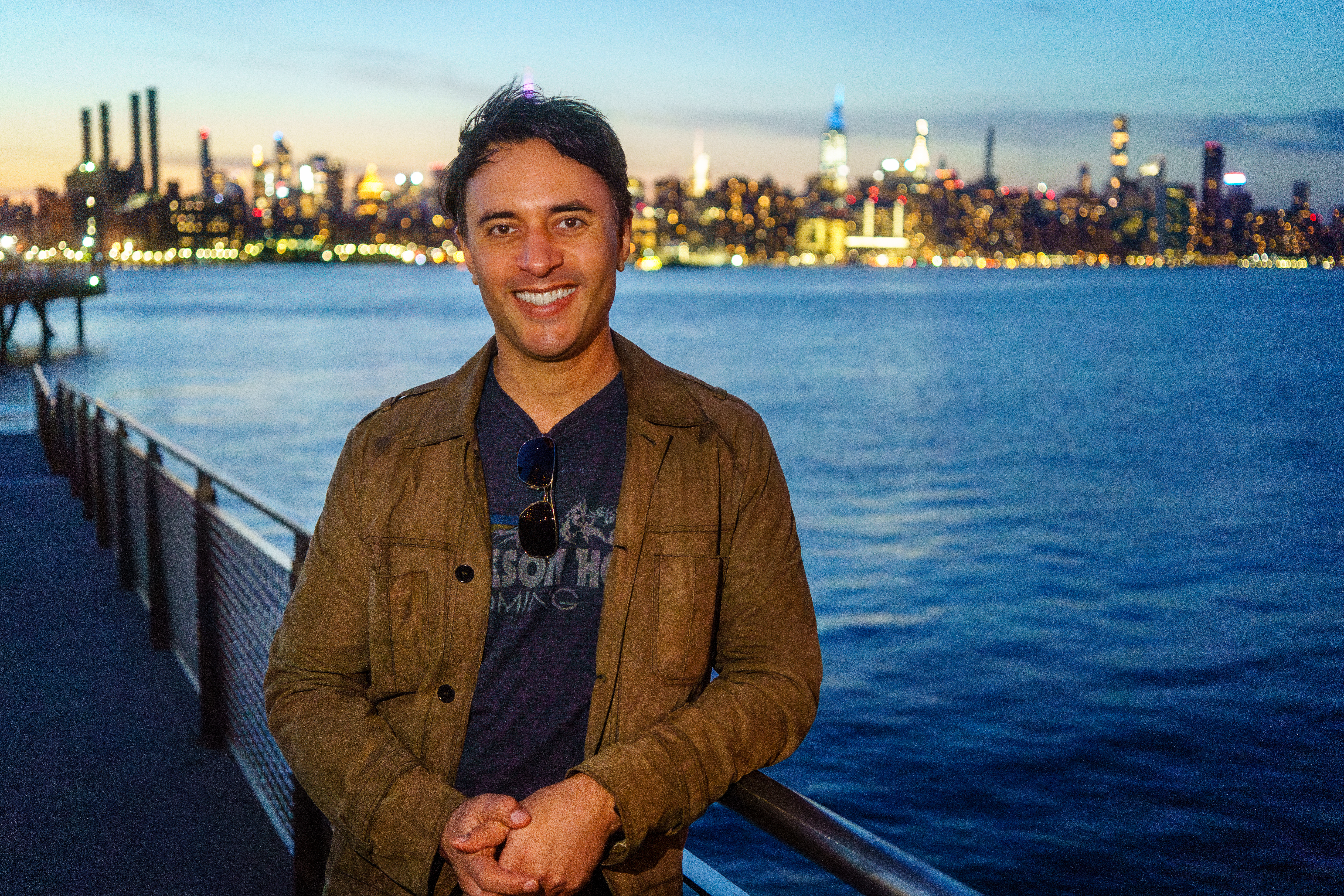 Jay Dixit with NYC skyline