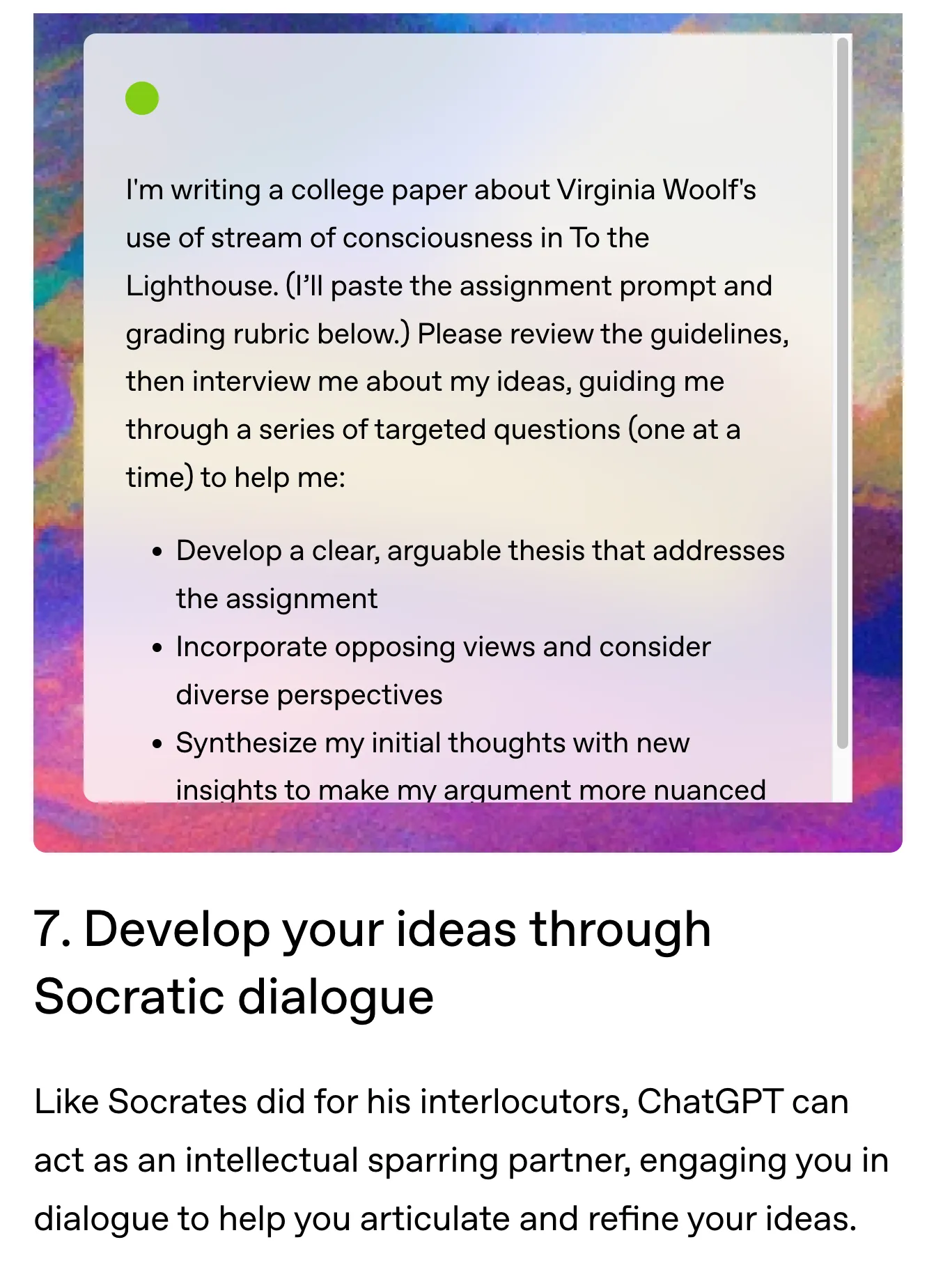 A Socratic dialogue with ChatGPT