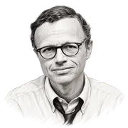 Illustrated portrait of William Zinsser