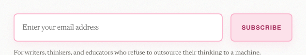Subscribe button with its current 20 percent pink glow at rest