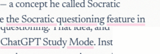 Enlarged crop of the approved lighter underline beneath the Study Mode link